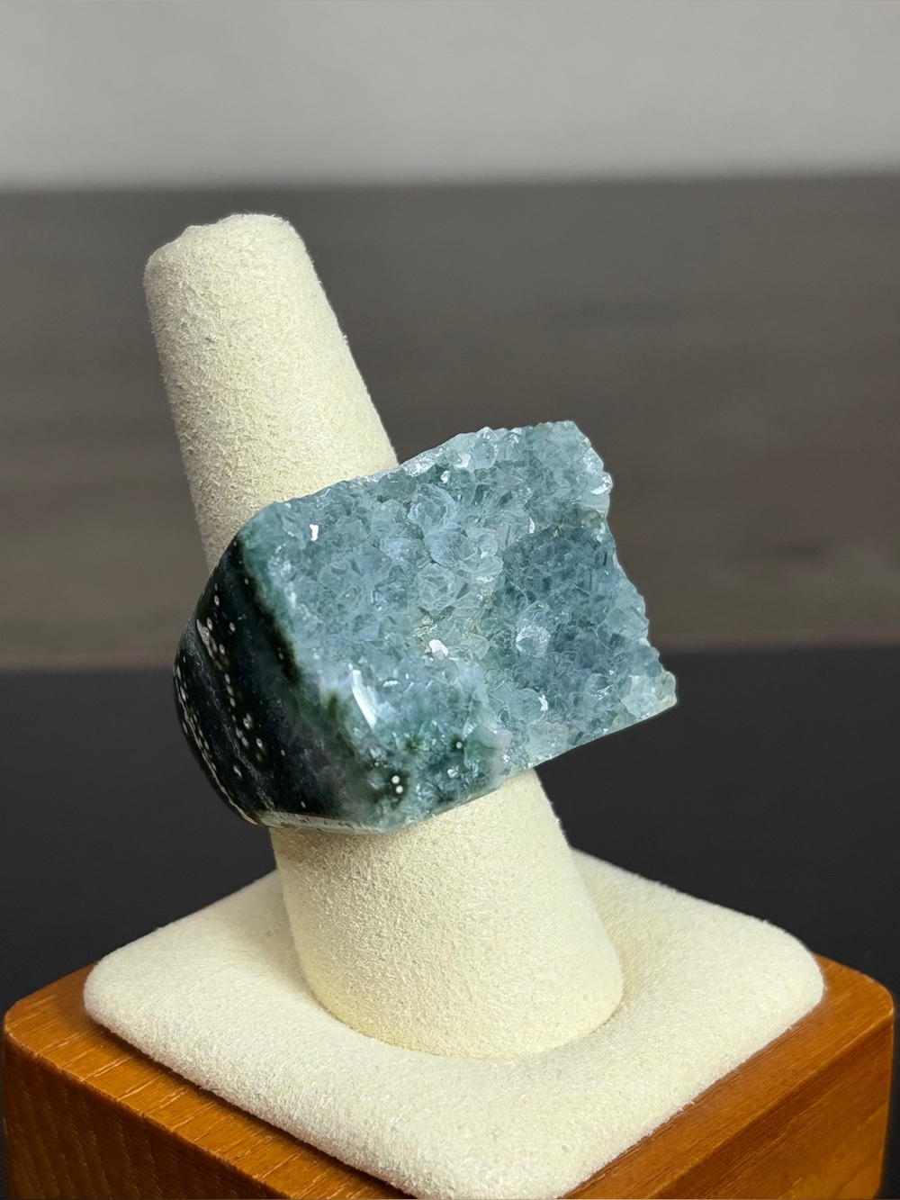 Oversized Blue Green Druzy Statement Ring